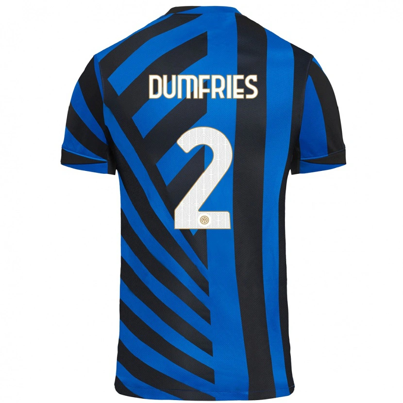 Danxen Kinder Denzel Dumfries #2 Blau Schwarz Heimtrikot Trikot 2024/25 T-Shirt