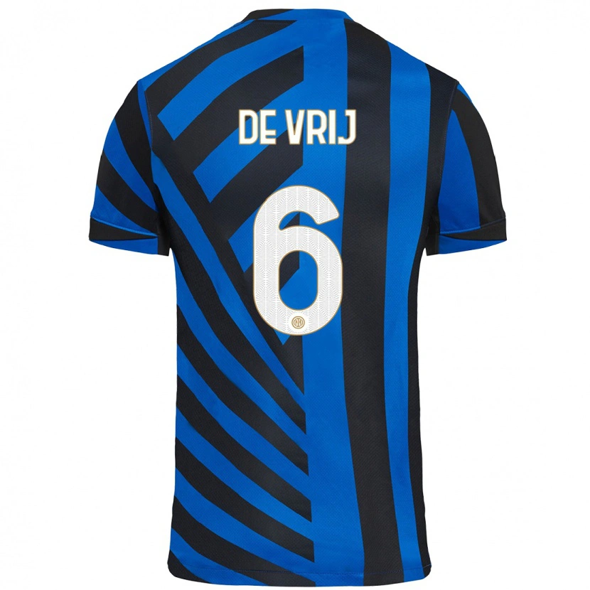 Danxen Kinder Stefan De Vrij #6 Blau Schwarz Heimtrikot Trikot 2024/25 T-Shirt