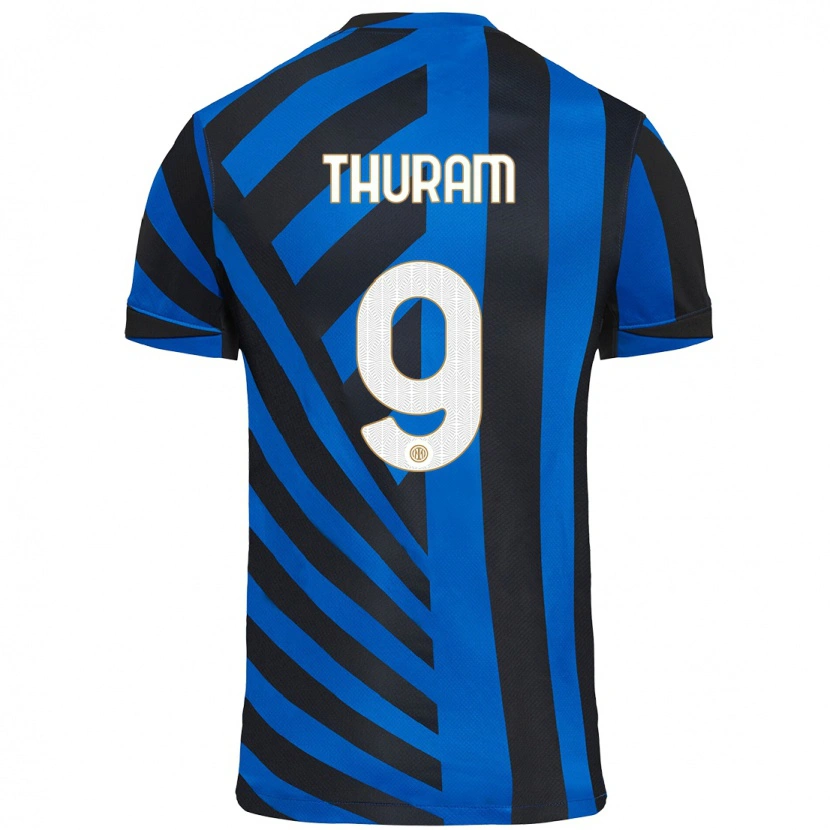 Danxen Kinder Marcus Thuram #9 Blau Schwarz Heimtrikot Trikot 2024/25 T-Shirt