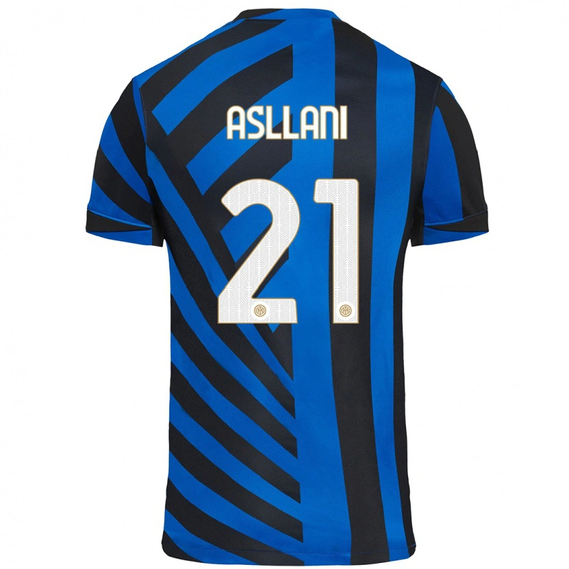 Danxen Kinder Kristjan Asllani #21 Blau Schwarz Heimtrikot Trikot 2024/25 T-Shirt