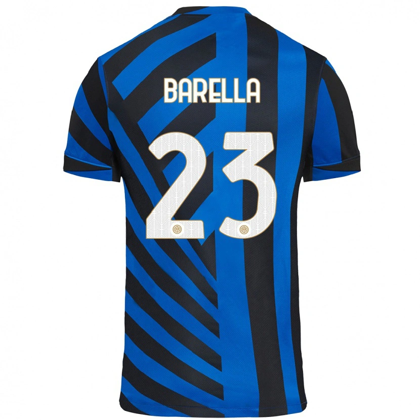 Danxen Kinder Nicolò Barella #23 Blau Schwarz Heimtrikot Trikot 2024/25 T-Shirt