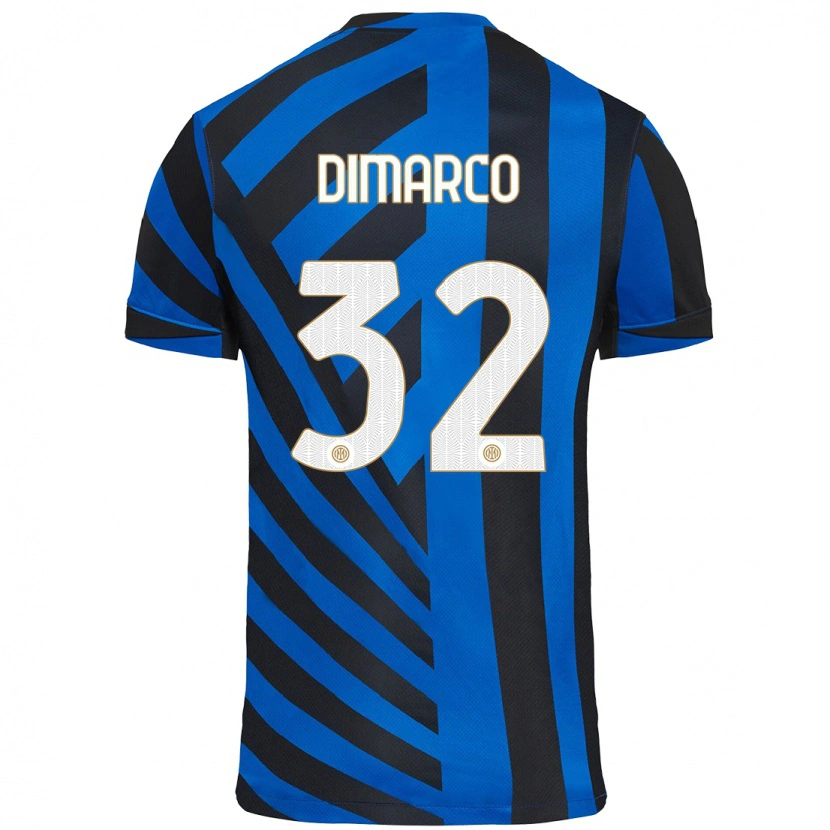 Danxen Kinder Federico Dimarco #32 Blau Schwarz Heimtrikot Trikot 2024/25 T-Shirt