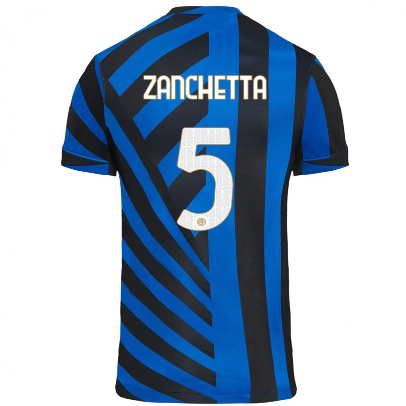 Danxen Kinder Mattia Zanchetta #5 Blau Schwarz Heimtrikot Trikot 2024/25 T-Shirt