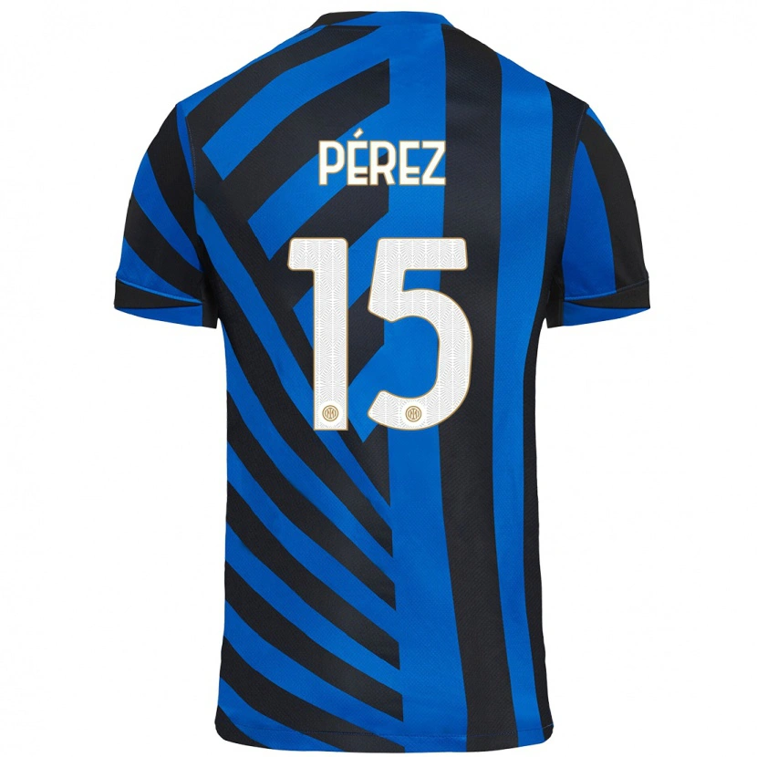 Danxen Kinder Álex Pérez #15 Blau Schwarz Heimtrikot Trikot 2024/25 T-Shirt