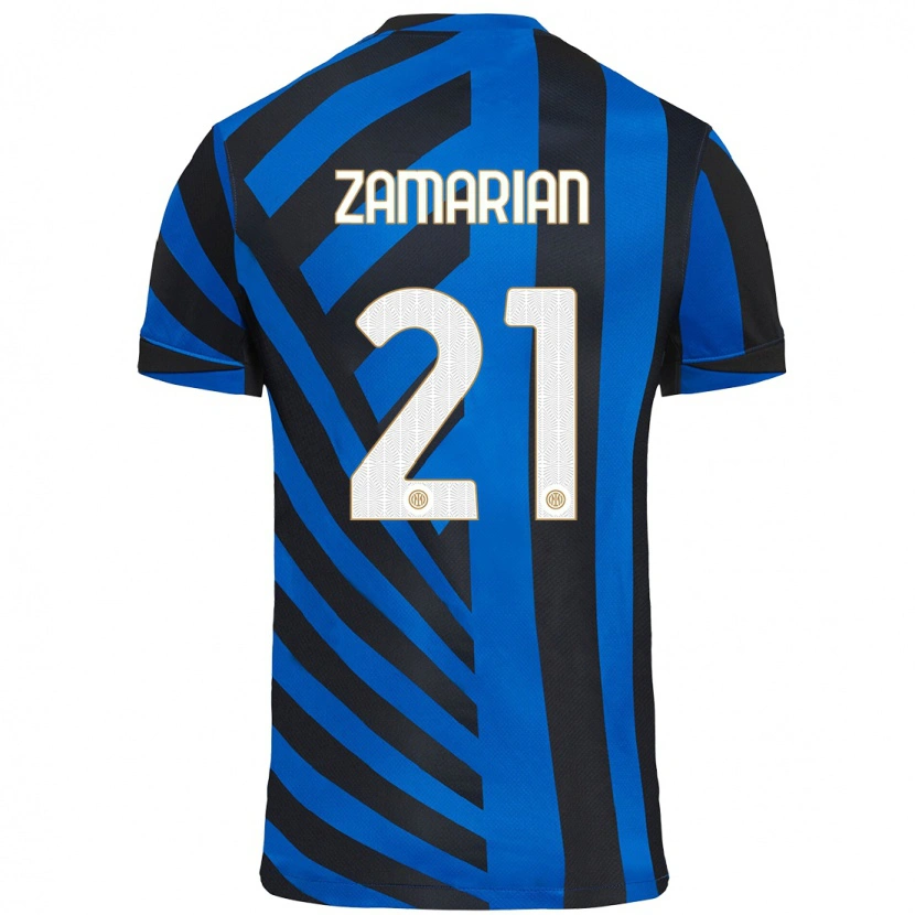 Danxen Kinder Matteo Zamarian #21 Blau Schwarz Heimtrikot Trikot 2024/25 T-Shirt