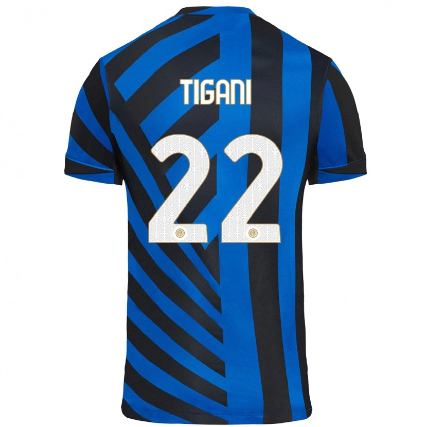 Danxen Kinder Edoardo Tigani #22 Blau Schwarz Heimtrikot Trikot 2024/25 T-Shirt