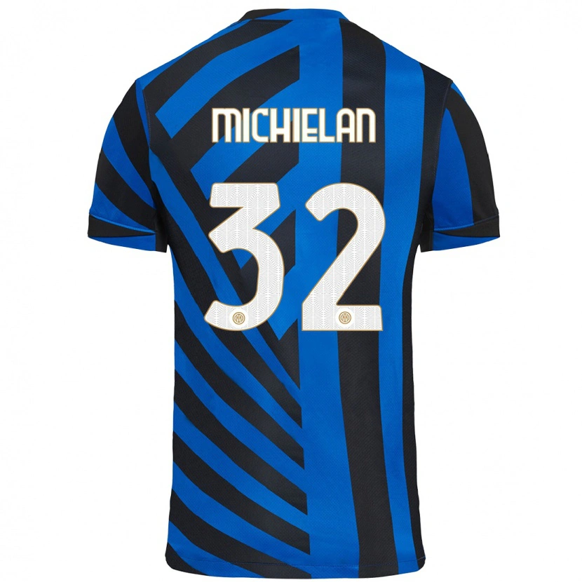 Danxen Kinder Mattia Michielan #32 Blau Schwarz Heimtrikot Trikot 2024/25 T-Shirt