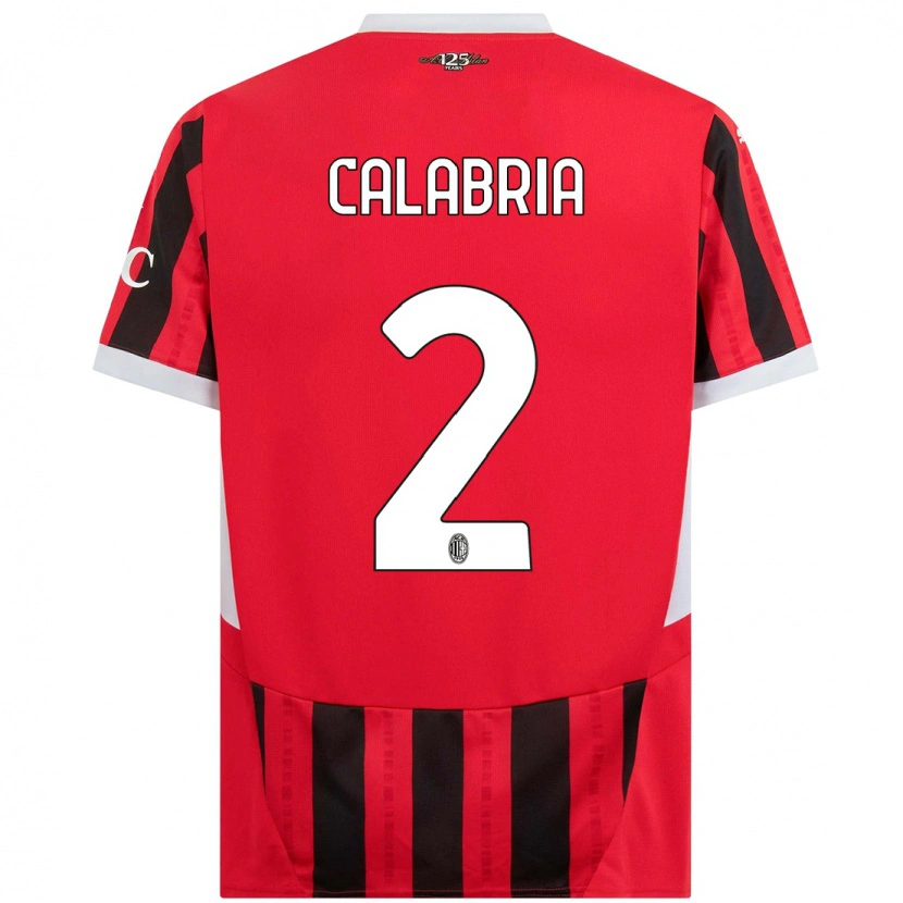 Danxen Kinder Davide Calabria #2 Rot Schwarz Heimtrikot Trikot 2024/25 T-Shirt