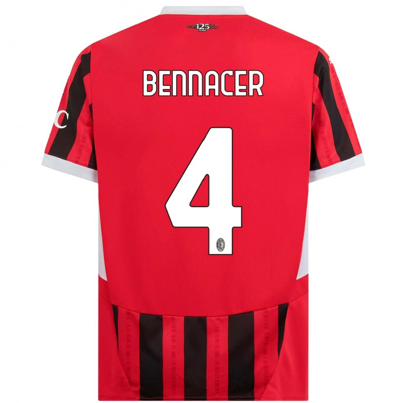 Danxen Kinder Ismaël Bennacer #4 Rot Schwarz Heimtrikot Trikot 2024/25 T-Shirt