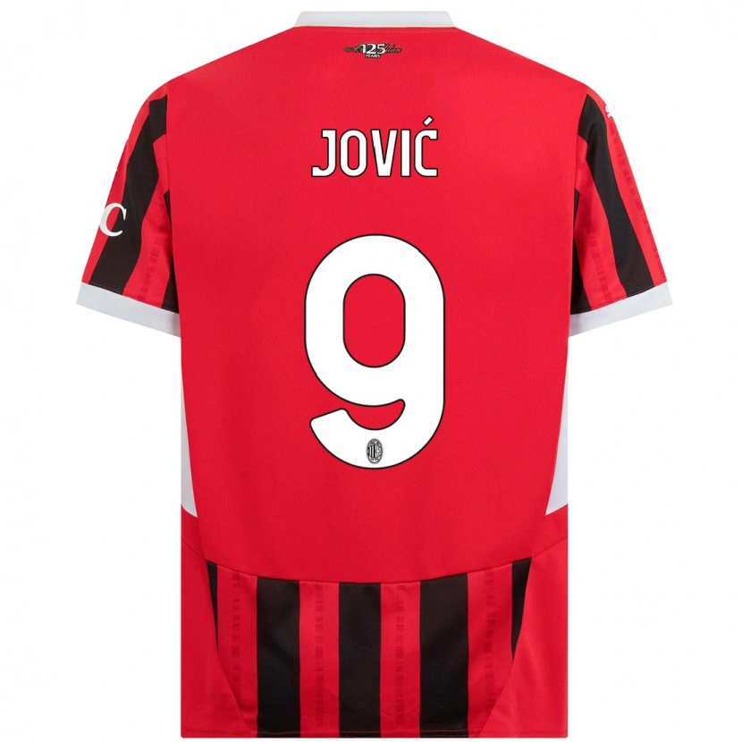 Danxen Kinder Luka Jović #9 Rot Schwarz Heimtrikot Trikot 2024/25 T-Shirt