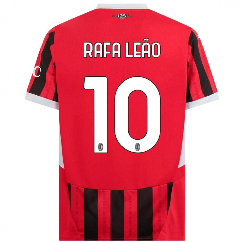 Danxen Kinder Rafael Leão #10 Rot Schwarz Heimtrikot Trikot 2024/25 T-Shirt