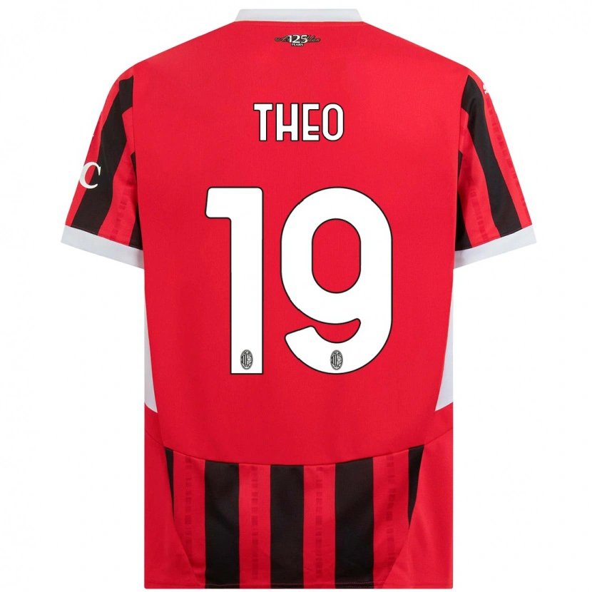 Danxen Kinder Theo Hernández #19 Rot Schwarz Heimtrikot Trikot 2024/25 T-Shirt