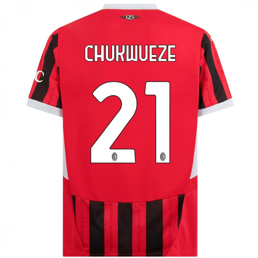 Danxen Kinder Samuel Chukwueze #21 Rot Schwarz Heimtrikot Trikot 2024/25 T-Shirt