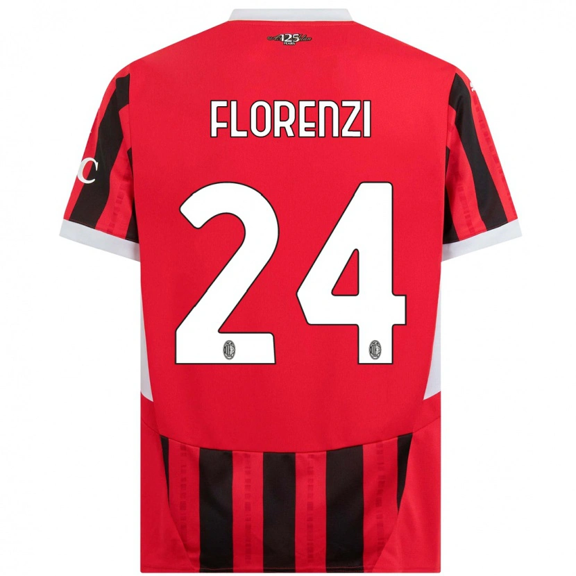 Danxen Kinder Alessandro Florenzi #24 Rot Schwarz Heimtrikot Trikot 2024/25 T-Shirt