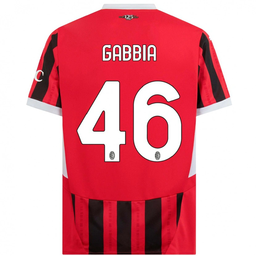 Danxen Kinder Matteo Gabbia #46 Rot Schwarz Heimtrikot Trikot 2024/25 T-Shirt