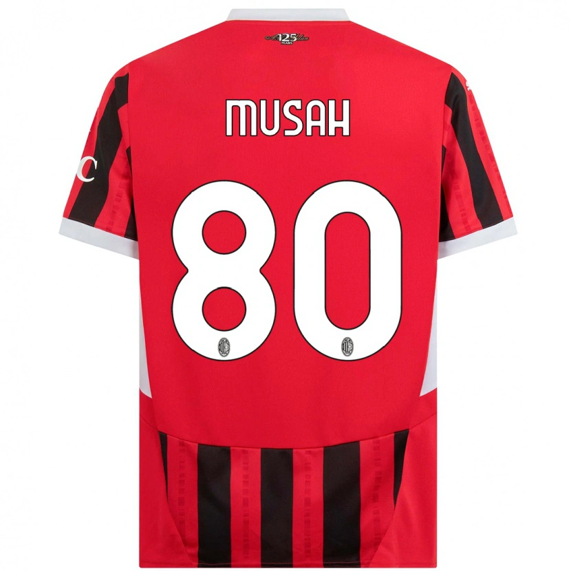 Danxen Kinder Yunus Musah #80 Rot Schwarz Heimtrikot Trikot 2024/25 T-Shirt