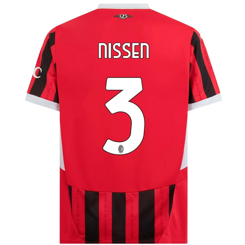 Danxen Kinder Fredrik Nissen #3 Rot Schwarz Heimtrikot Trikot 2024/25 T-Shirt