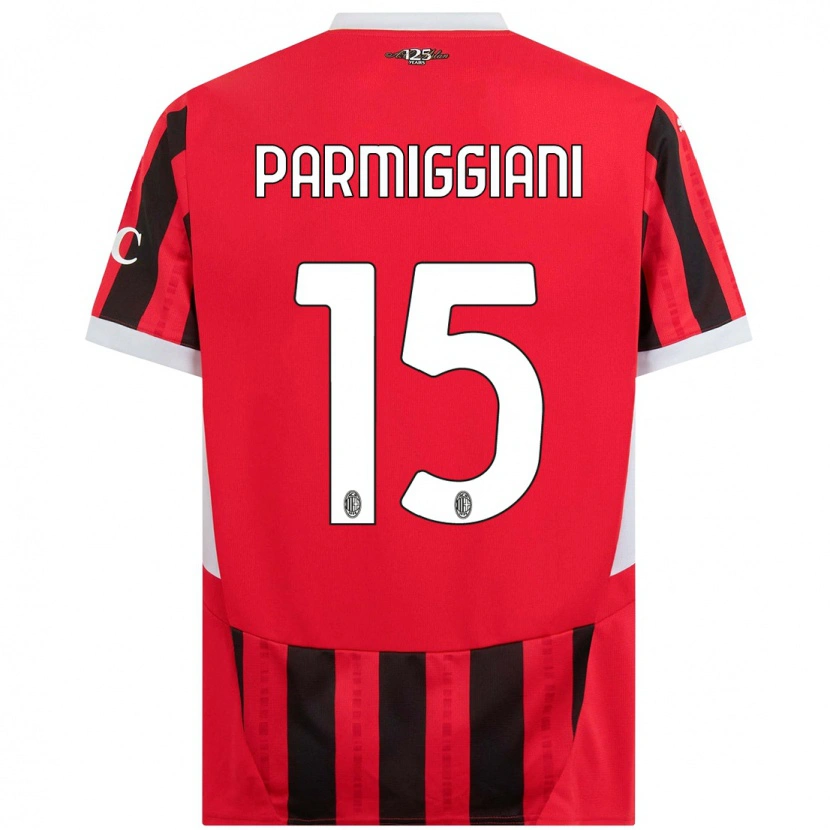 Danxen Kinder Pietro Parmiggiani #15 Rot Schwarz Heimtrikot Trikot 2024/25 T-Shirt