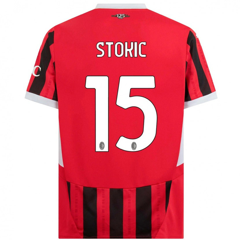 Danxen Kinder Sara Stokić #15 Rot Schwarz Heimtrikot Trikot 2024/25 T-Shirt