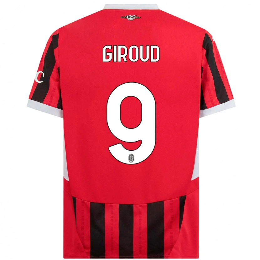 Danxen Kinder Olivier Giroud #9 Rot Schwarz Heimtrikot Trikot 2024/25 T-Shirt