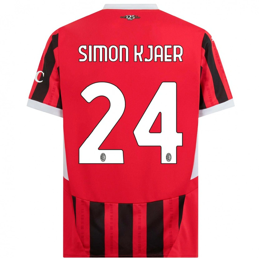 Danxen Kinder Simon Kjaer #24 Rot Schwarz Heimtrikot Trikot 2024/25 T-Shirt