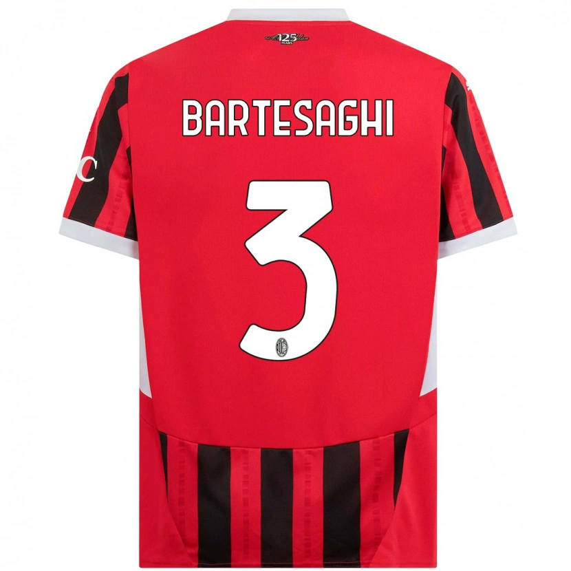 Danxen Kinder Davide Bartesaghi #3 Rot Schwarz Heimtrikot Trikot 2024/25 T-Shirt