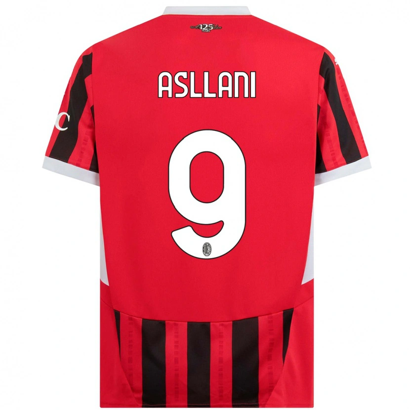 Danxen Kinder Kosovare Asllani #9 Rot Schwarz Heimtrikot Trikot 2024/25 T-Shirt