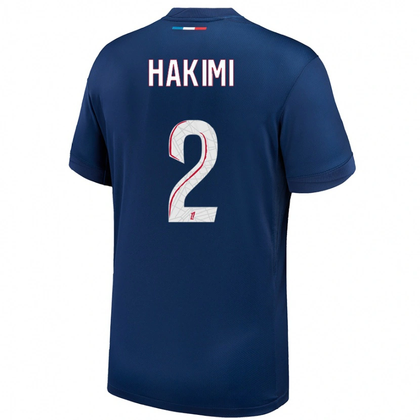 Danxen Kinder Achraf Hakimi #2 Marineblau Weiß Heimtrikot Trikot 2024/25 T-Shirt