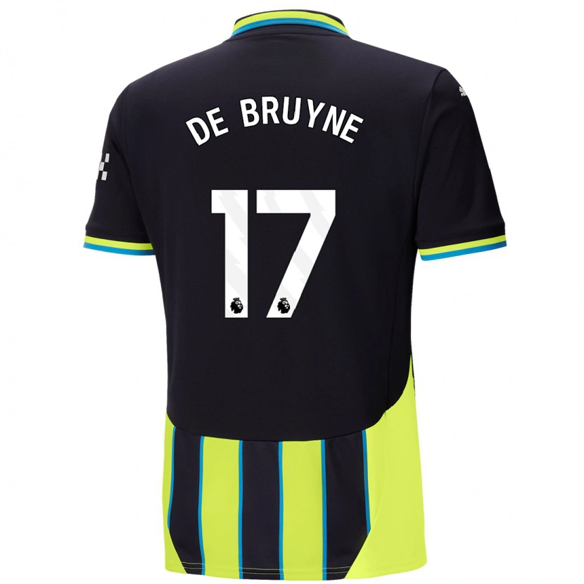 Danxen Kinder Kevin De Bruyne #17 Blaugelb Auswärtstrikot Trikot 2024/25 T-Shirt