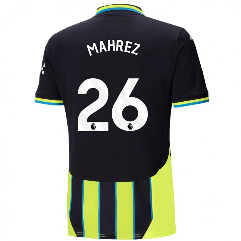 Danxen Kinder Riyad Mahrez #26 Blaugelb Auswärtstrikot Trikot 2024/25 T-Shirt