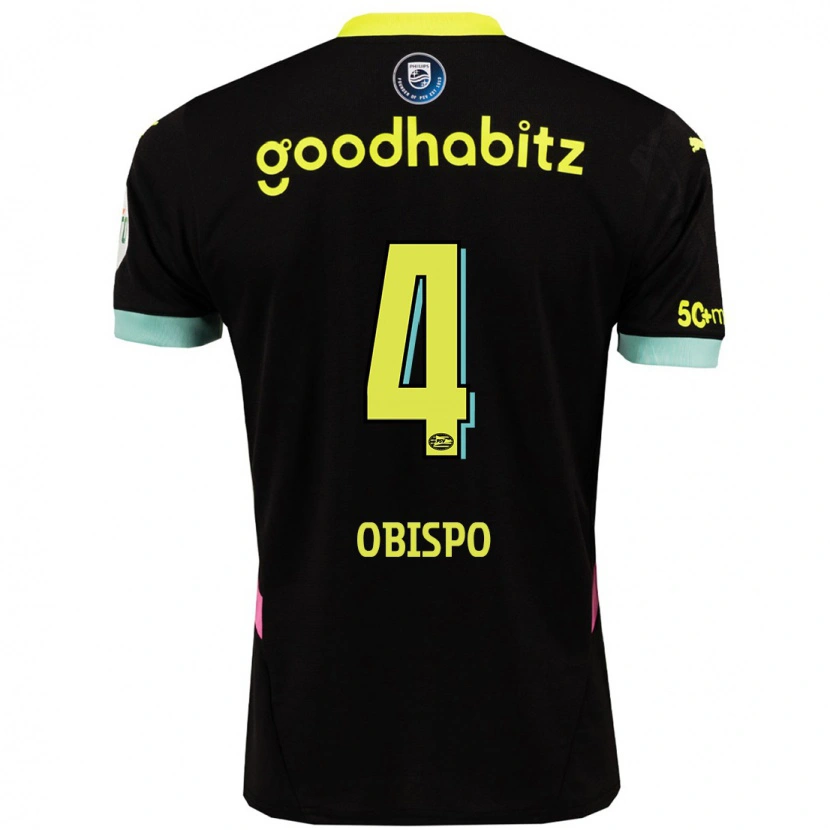 Danxen Kinder Armando Obispo #4 Schwarz Gelb Auswärtstrikot Trikot 2024/25 T-Shirt