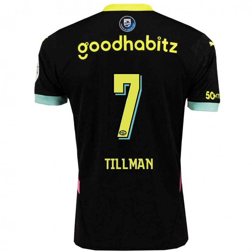 Danxen Kinder Malik Tillman #7 Schwarz Gelb Auswärtstrikot Trikot 2024/25 T-Shirt