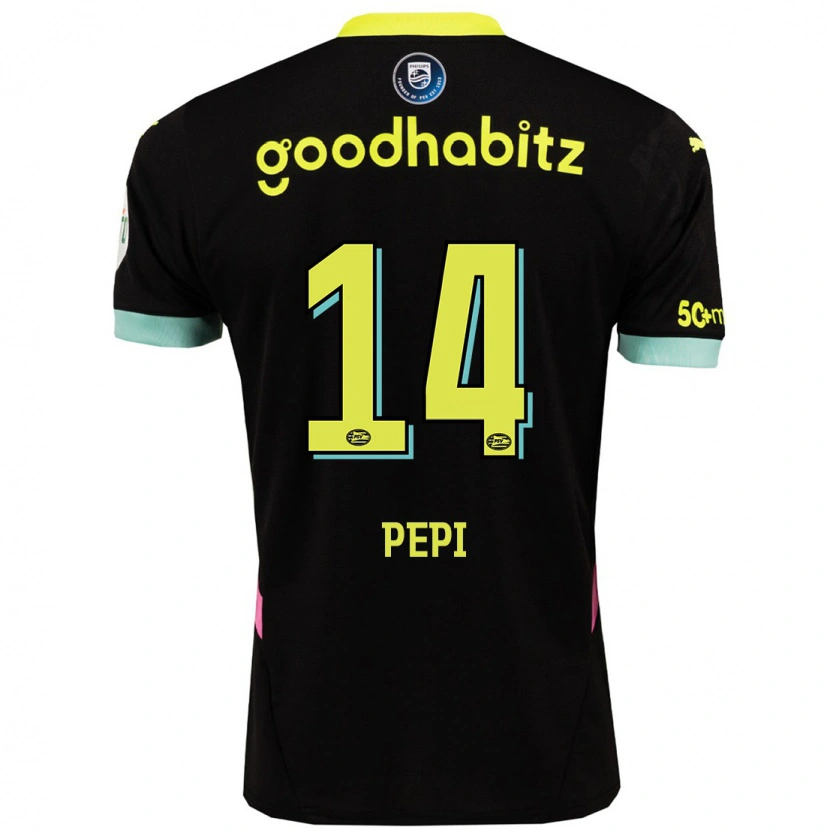 Danxen Kinder Ricardo Pepi #14 Schwarz Gelb Auswärtstrikot Trikot 2024/25 T-Shirt