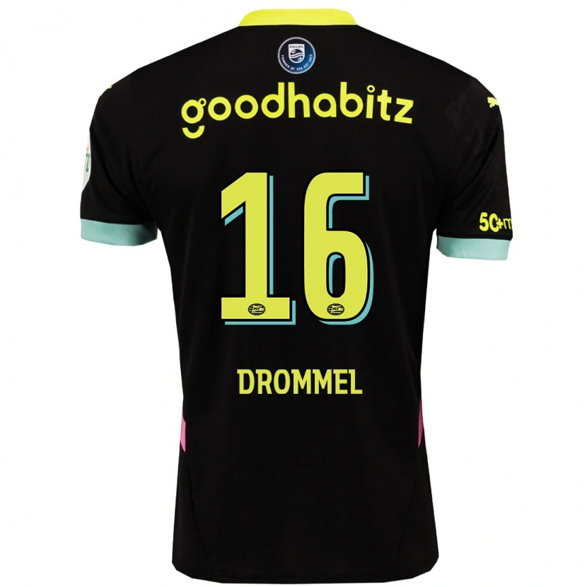 Danxen Kinder Joël Drommel #16 Schwarz Gelb Auswärtstrikot Trikot 2024/25 T-Shirt