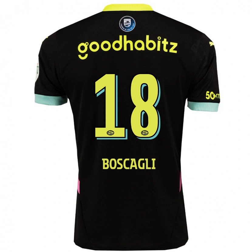 Danxen Kinder Olivier Boscagli #18 Schwarz Gelb Auswärtstrikot Trikot 2024/25 T-Shirt