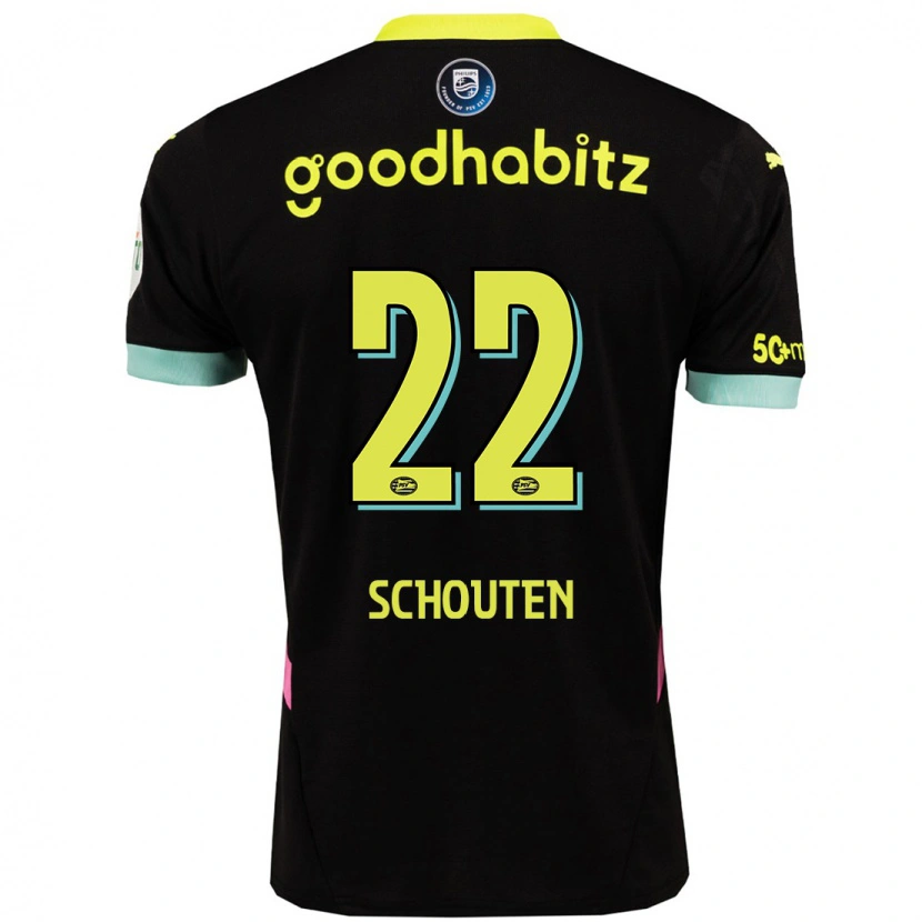 Danxen Kinder Jerdy Schouten #22 Schwarz Gelb Auswärtstrikot Trikot 2024/25 T-Shirt