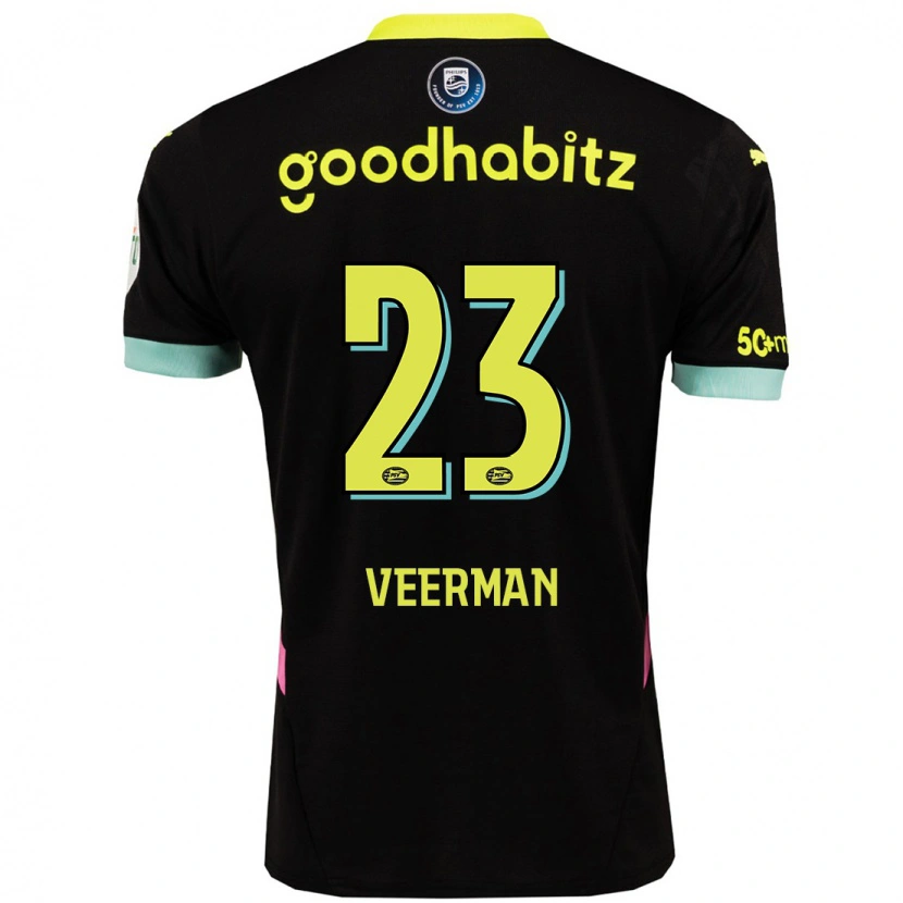 Danxen Kinder Joey Veerman #23 Schwarz Gelb Auswärtstrikot Trikot 2024/25 T-Shirt