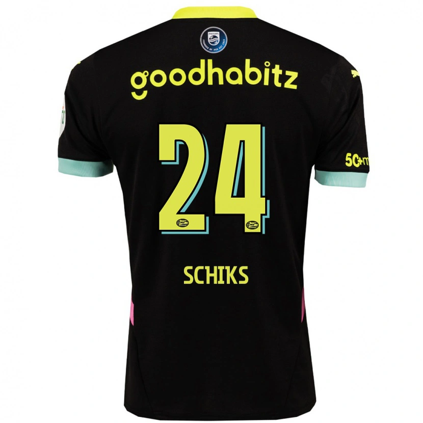 Danxen Kinder Niek Schiks #24 Schwarz Gelb Auswärtstrikot Trikot 2024/25 T-Shirt