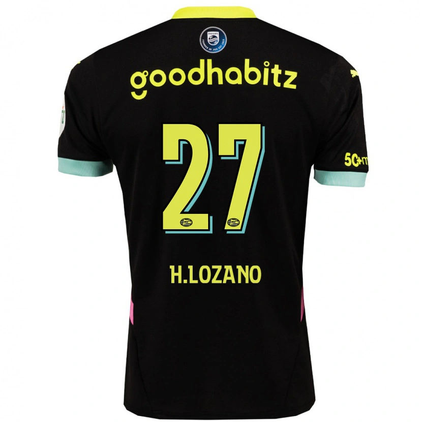 Danxen Kinder Hirving Lozano #27 Schwarz Gelb Auswärtstrikot Trikot 2024/25 T-Shirt