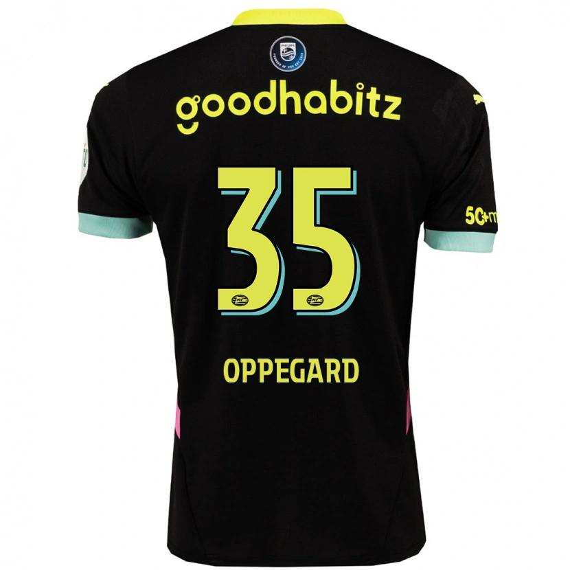 Danxen Kinder Fredrik Oppegård #35 Schwarz Gelb Auswärtstrikot Trikot 2024/25 T-Shirt