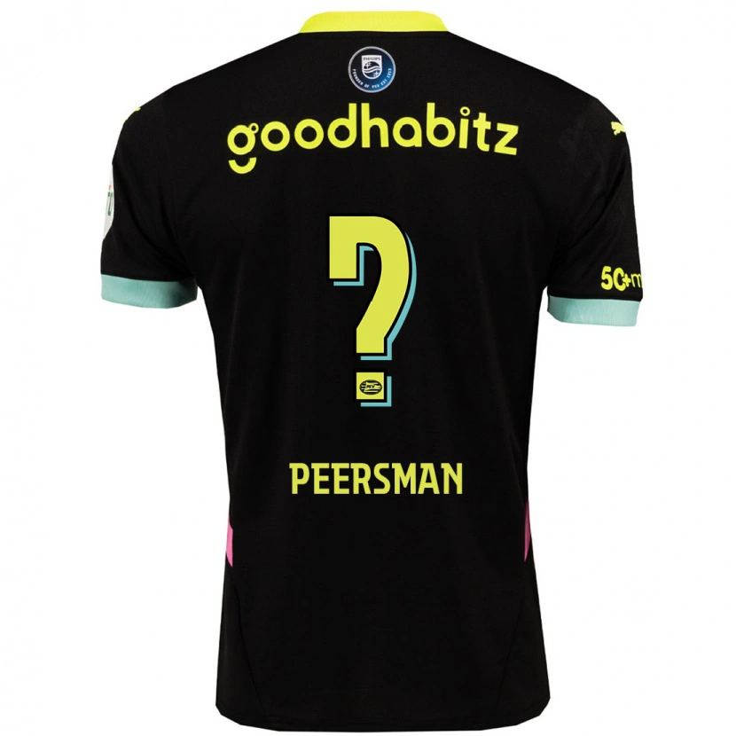 Danxen Kinder Kjell Peersman #0 Schwarz Gelb Auswärtstrikot Trikot 2024/25 T-Shirt