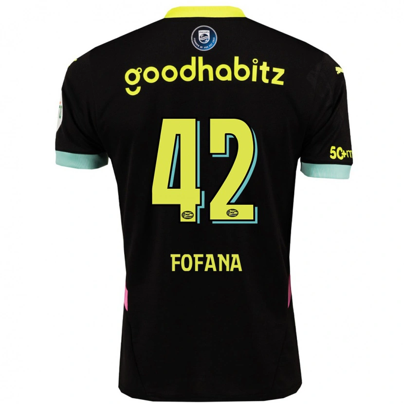 Danxen Kinder Fodé Fofana #42 Schwarz Gelb Auswärtstrikot Trikot 2024/25 T-Shirt