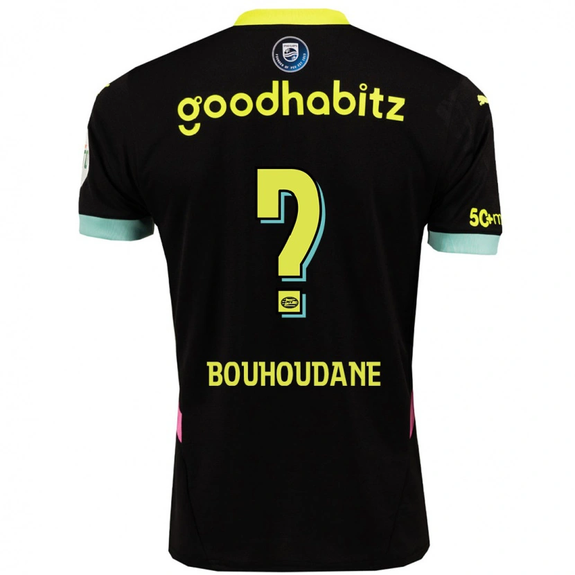 Danxen Kinder Sami Bouhoudane #0 Schwarz Gelb Auswärtstrikot Trikot 2024/25 T-Shirt