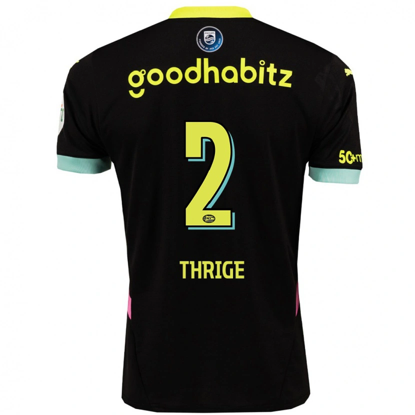 Danxen Kinder Sara Thrige #2 Schwarz Gelb Auswärtstrikot Trikot 2024/25 T-Shirt