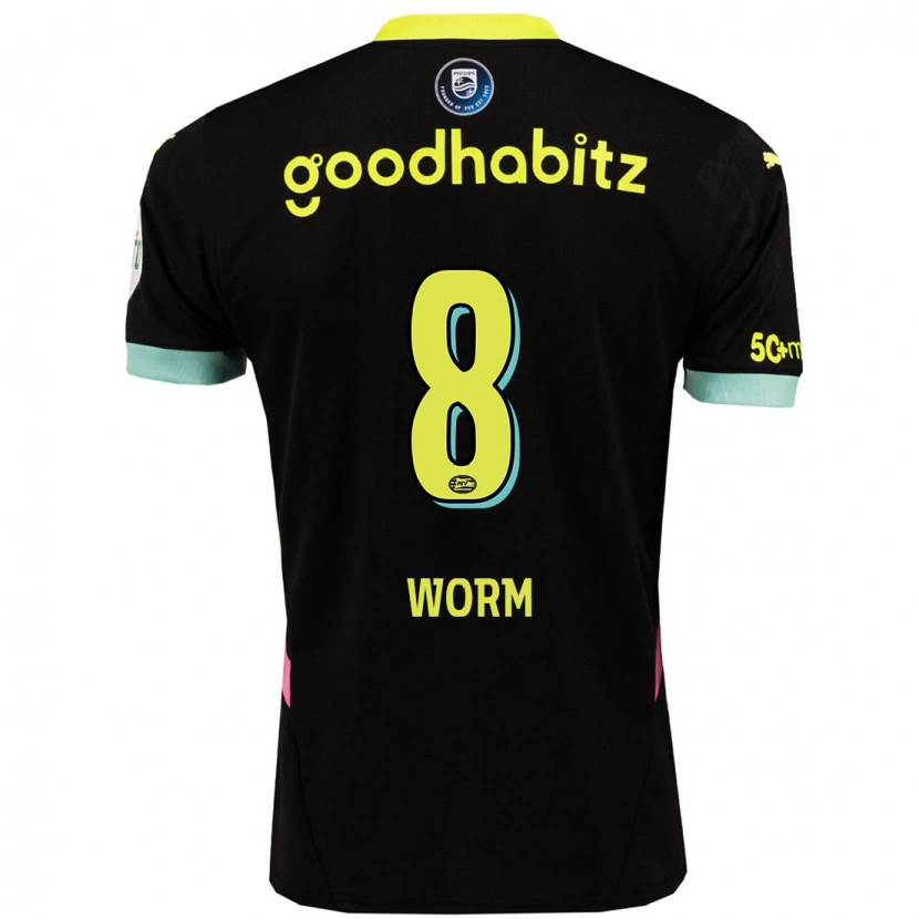 Danxen Kinder Siri Worm #8 Schwarz Gelb Auswärtstrikot Trikot 2024/25 T-Shirt