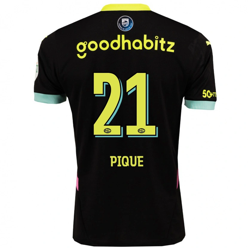 Danxen Kinder Naomi Piqué #21 Schwarz Gelb Auswärtstrikot Trikot 2024/25 T-Shirt