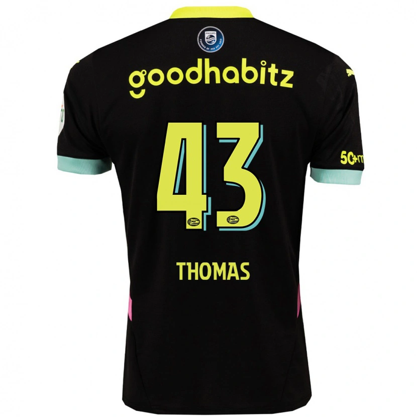 Danxen Kinder Kealyn Thomas #43 Schwarz Gelb Auswärtstrikot Trikot 2024/25 T-Shirt