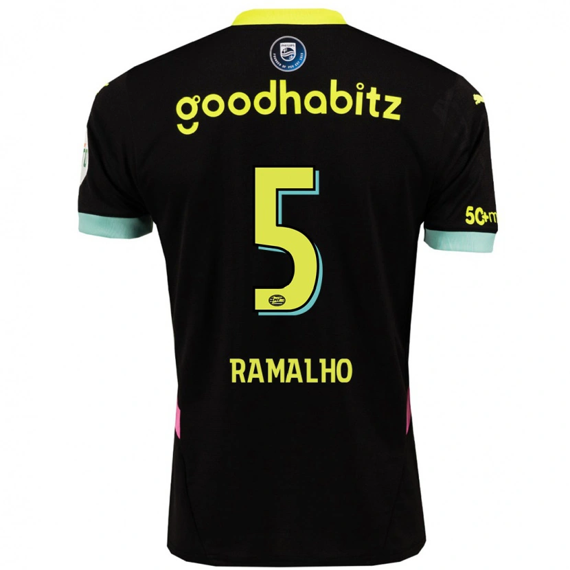 Danxen Kinder André Ramalho #5 Schwarz Gelb Auswärtstrikot Trikot 2024/25 T-Shirt