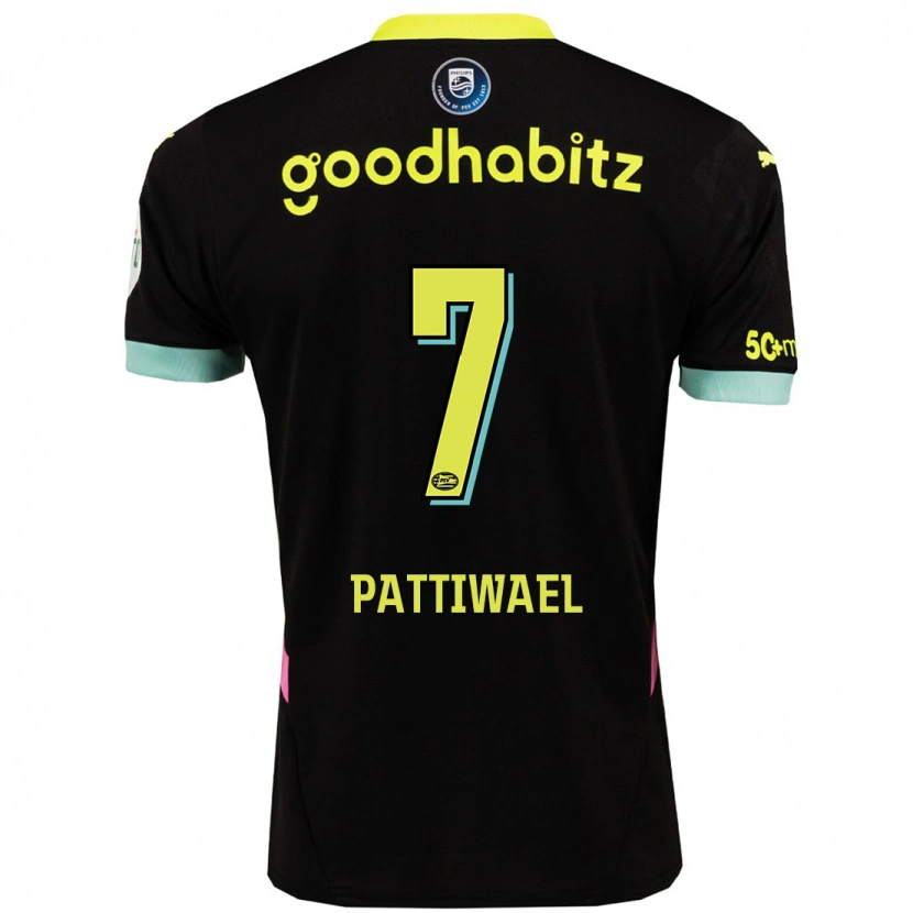 Danxen Kinder Naomi Pattiwael #7 Schwarz Gelb Auswärtstrikot Trikot 2024/25 T-Shirt