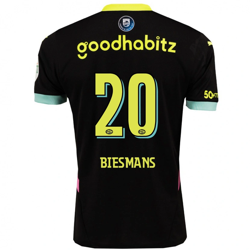 Danxen Kinder Julie Biesmans #20 Schwarz Gelb Auswärtstrikot Trikot 2024/25 T-Shirt